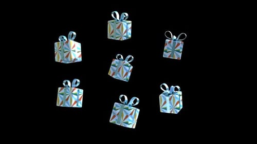 Floating 3D Gift Boxes with Geometric Pattern Seamless Loop