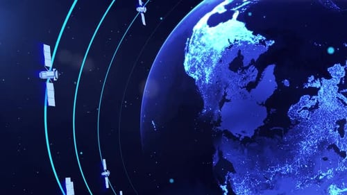 Satélite aeroespacial que corre en la órbita terrestre