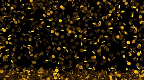 Abstract Golden Coins Falling Animation Loop