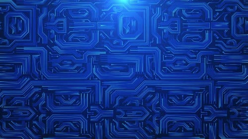 Futuristic Blue Circuit Board Digital Technology Animation Loop Background
