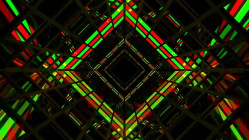 Green And Red Screen Square Light Tunnel Background Vj Loop In HD