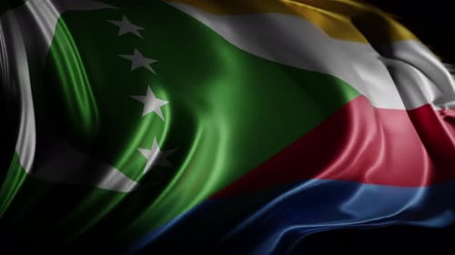 Realistic Waving Comoros National Flag Animation