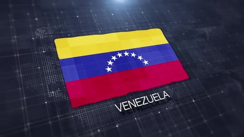 Animated Venezuela Flag Display on Digital World Map