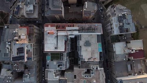 Urban City Drone footage top down view