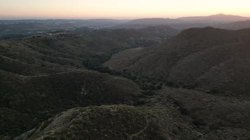 Mountainous Landscape Aerial Shot at Sunrise