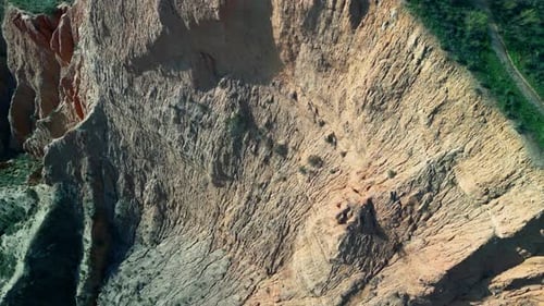 Aerial Footage Of A Rocky Canyon In The Desert