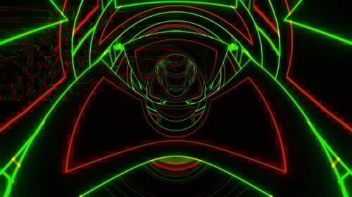 Green And Red Neon Abstract Endless Moving On Circle Background Vj Loop In 4K