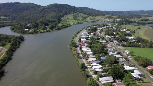 Terranora Suburbs And Tweed River In New South Wales, Australia - Aerial Drone Shot