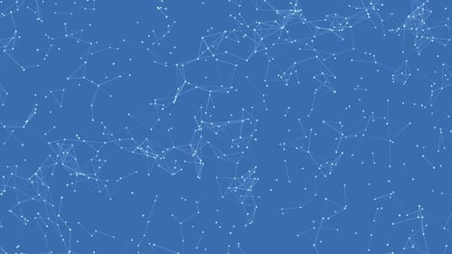Animação de rede de plexo geométrico abstrato sem costura em loop de fundo azul