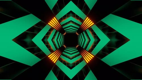 Orange And Turquoise Neon Endless Arrow Tunnel Background Vj Loop In 4K