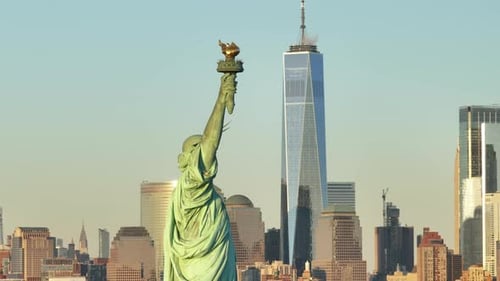 The Statue of Liberty at sunset
