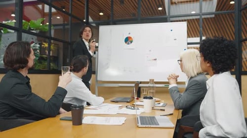 Group Meeting with Presentation in a Corporate Office