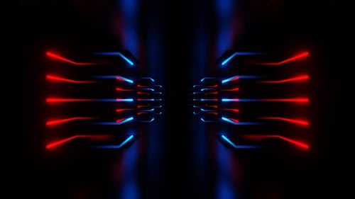Red And Blue Neon Moving To Top In Corridor Background Vj Loop In 4K