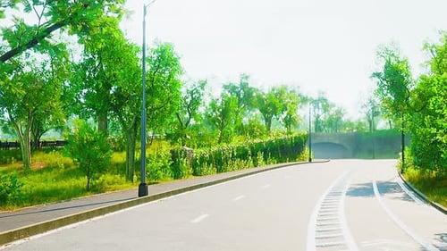 Empty Asphalt Road and Beautiful View of Cityscape on Sunny Day