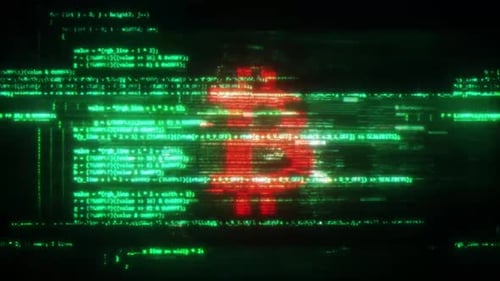 Digital Glitch Bitcoin Symbol Reveal Animation