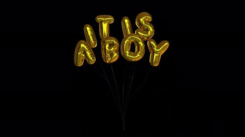 Floating Golden Balloon 'It Is a Boy' Announcement