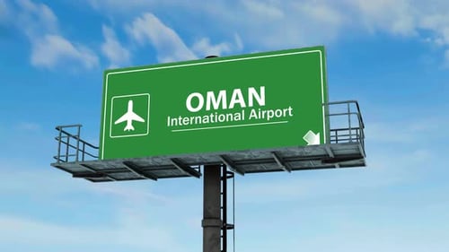 Outdoor Oman Billboard At International Airport With Clear Sky