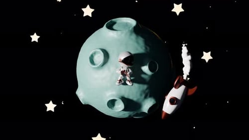 Cartoon Astronaut Loop Animation Satisfying Video