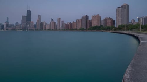 Chicago skyline night-to-day time-lapse