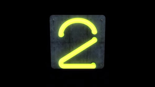 Bright Neon Number Two Countdown Element