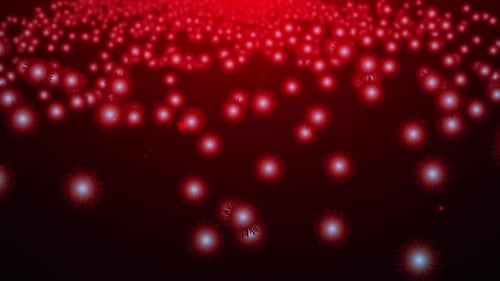 Abstract Red Glowing Spiky Microbes Animated Background