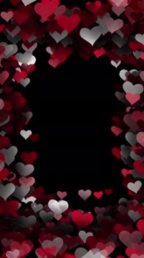 Marco de corazón blanco y rojo con fondo negro Alpha para boda