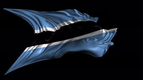 Botswana National Flag Waving with Realistic Fabric Animation