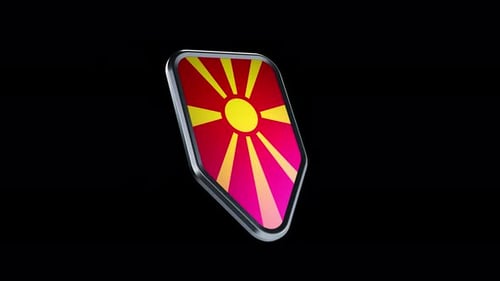 North Macedonia Flag 3D Rotating Emblem Animation