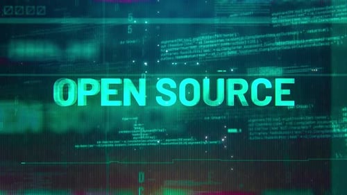 Word Open Source sur fond futuriste de haute technologie
