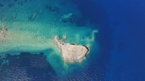 Aerial view of a column of dacite lava, Milos Island, Greece