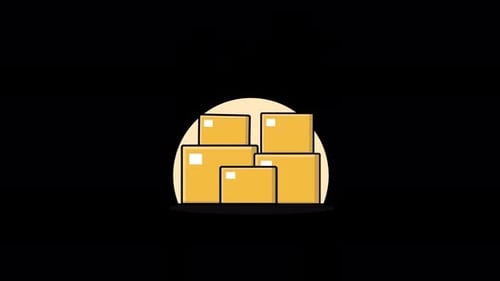 Flat Design Animation of Falling Delivery Boxes