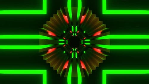 Green And Red Neons Reverse Movement Tunnel Background Vj Loop In 4K