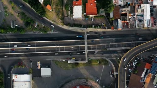 Hyperlapse of a highway during a sunset, drone.