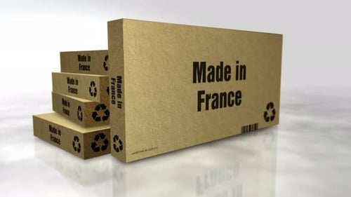 Made in France box abstract concept 3d