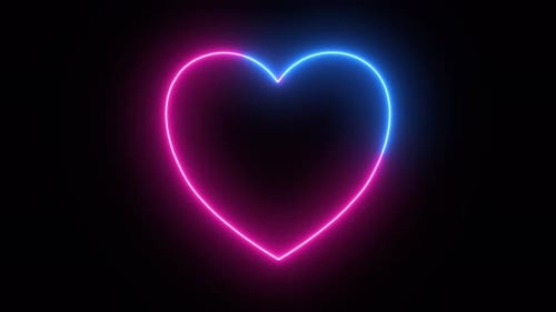 Pulsating Neon Heart Outline Loop Animation