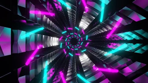 Cyan And Pink Bright Triangular With Spiral Background Vj Loop In 4K