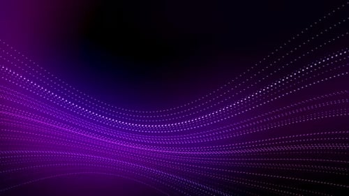 Abstract Purple Particle Wave Lines Moving Over Black Background