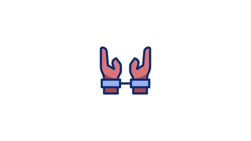 Animated Handcuffed Hands Icon in Flat Design