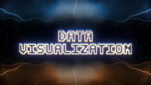 Data Visualization Neon Text With Retro Style Background