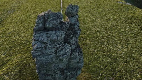 Aerial Weathered Stone Pillars on the Manpupuner Plateau