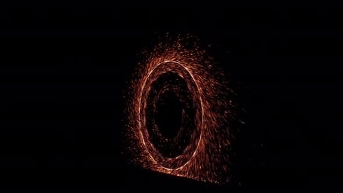 Glowing Orange Sparks Forming a Sci-Fi Portal Transition