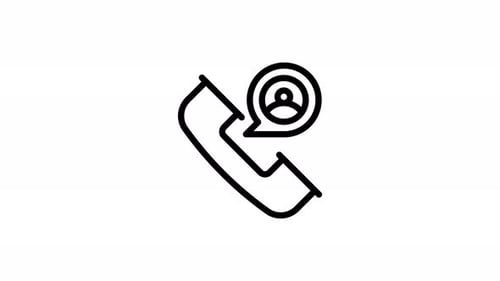 Animated Line Phone Contact Icon with Person