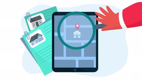 search house online to buy, look for house real estate realtor 4k animation