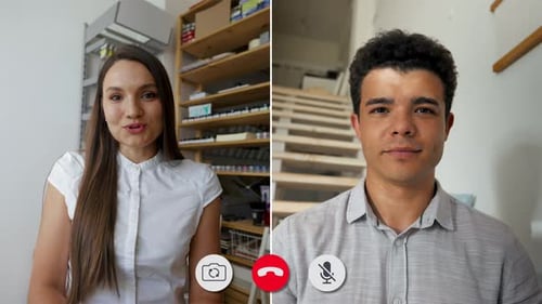 Appel Vidéo en ligne entre deux personnes discutant de sujets importants