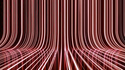 Futuristic Red Neon Light Grid Tunnel Background