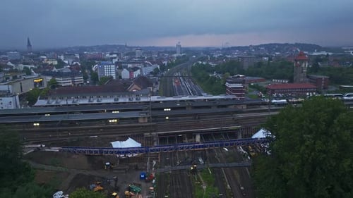 Aerial view of Osnabrück Train Transit station , Germany