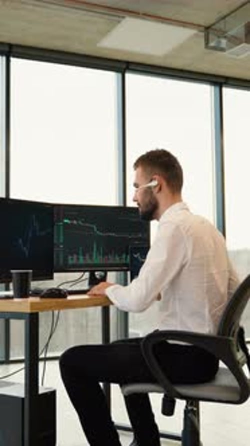 Trader Celebrates a Successful Deal on Stock Market Trader Celebrate the Adoption of Bitcoin ETF