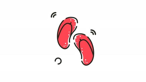 Animated Red Flip Flops Outline Cartoon Loop