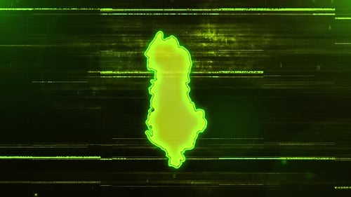 Albania Digital Futuristic Glitch Map