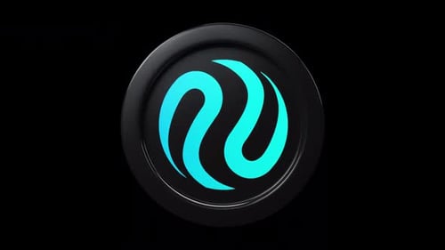 Injective INJ coin 3d rotage 360 degrees in black bg Cryptocurrency token seemless loop